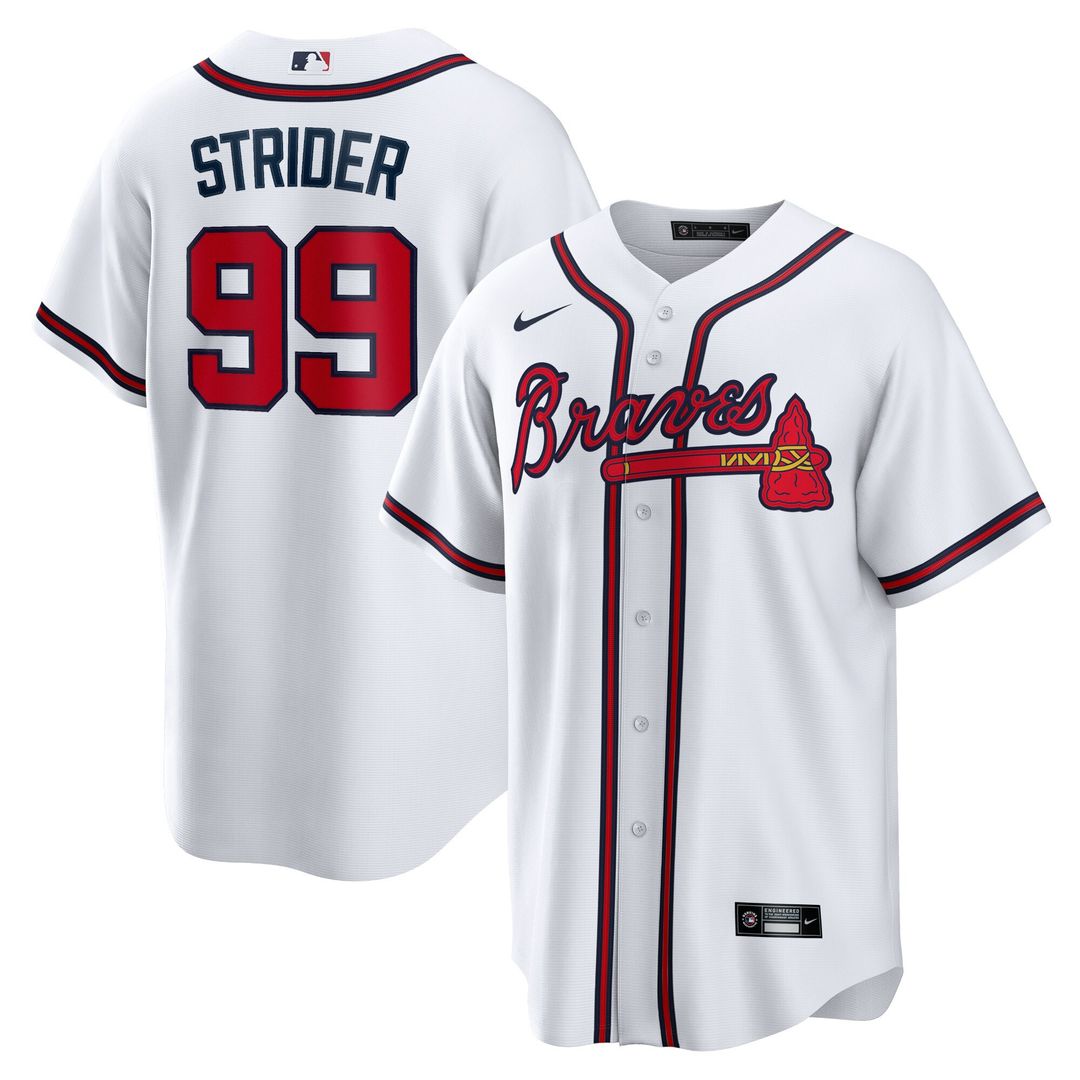Atlanta Braves Spencer Strider Nike Replica Player Jersey - White