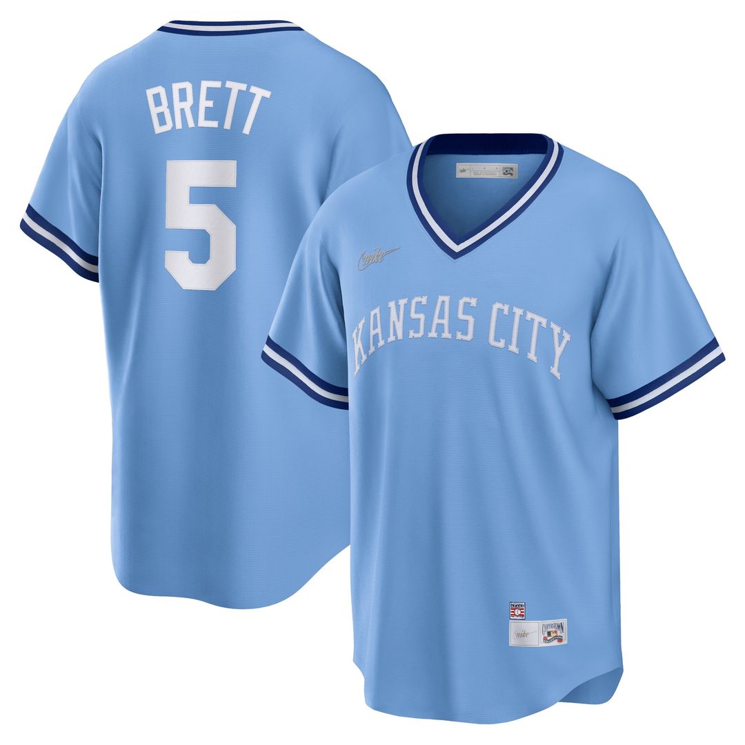 Kansas City Royals George Brett Nike Road Cooperstown Player Jersey - Light Blue