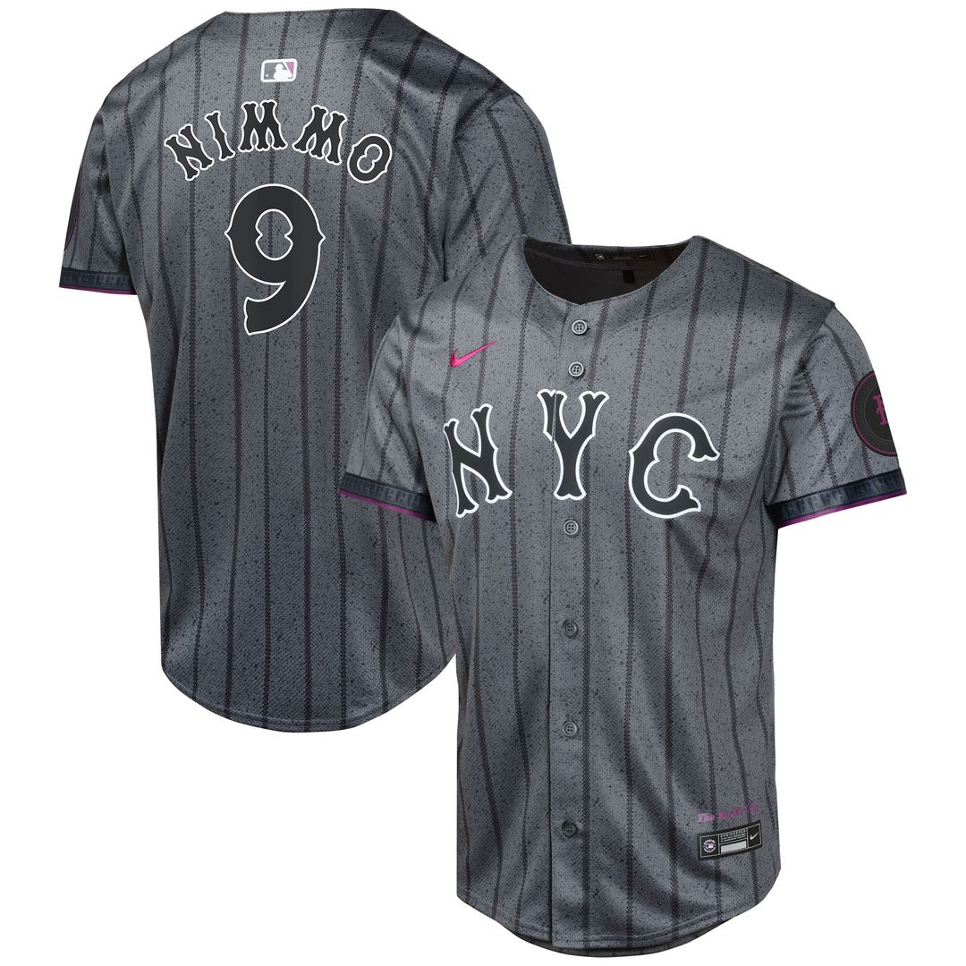 New York Mets Brandon Nimmo Nike Youth 2024 City Connect Limited Player Jersey - Graphite