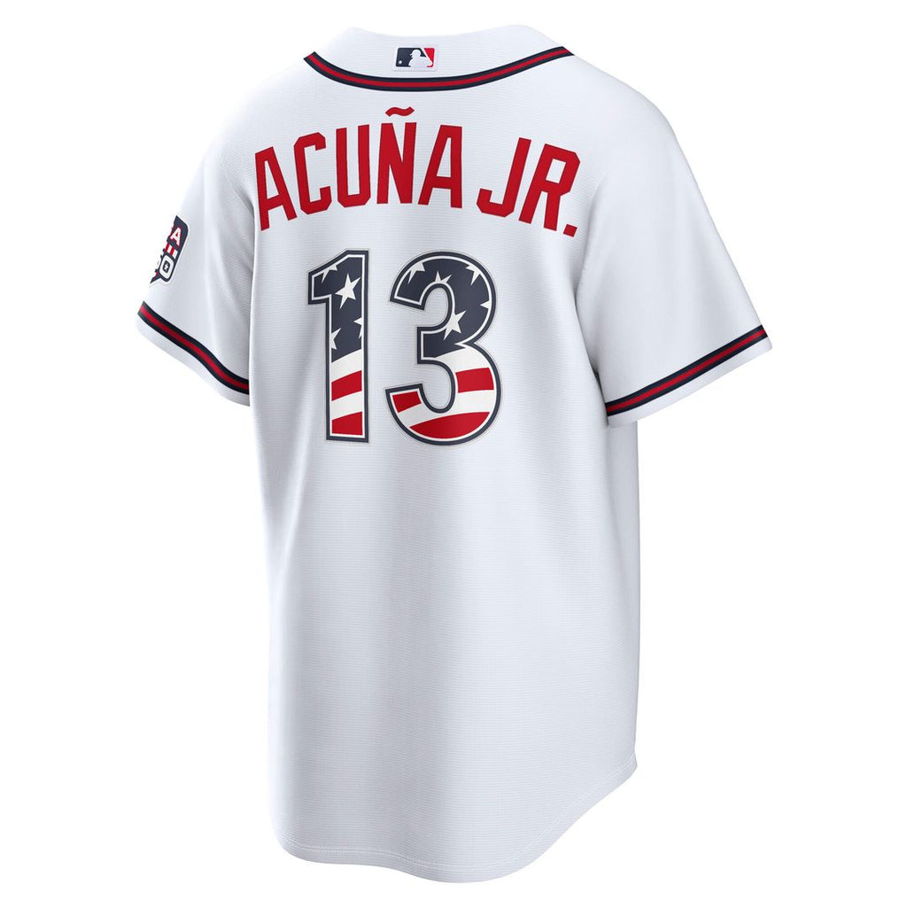 Atlanta Braves Ronald Acuña Jr. Nike USA 250 Fourth of July Home Stadium Jersey - White