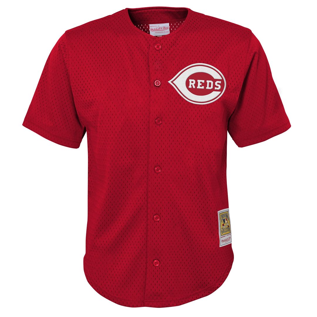 Cincinnati Reds Deion Sanders Mitchell & Ness Youth Cooperstown Mesh Batting Practice Jersey - Red