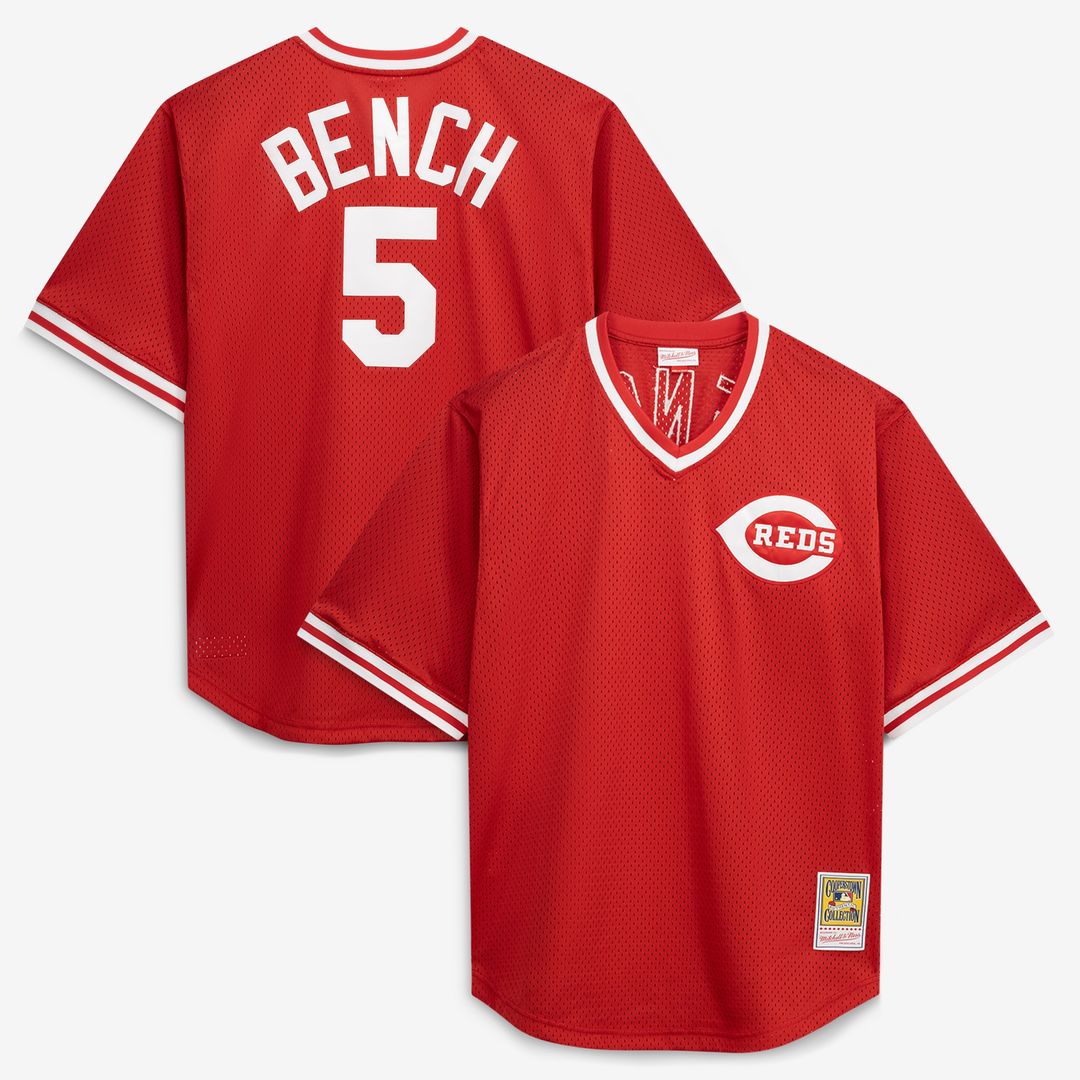 Cincinnati Reds Johnny Bench Mitchell & Ness Cooperstown Big & Tall Mesh Batting Practice Jersey - Red