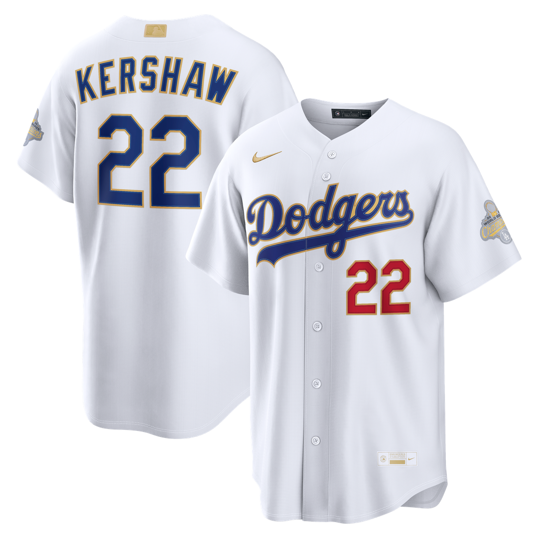 Los Angeles Dodgers Clayton Kershaw Nike 2026 Gold Collection Stadium Jersey - White