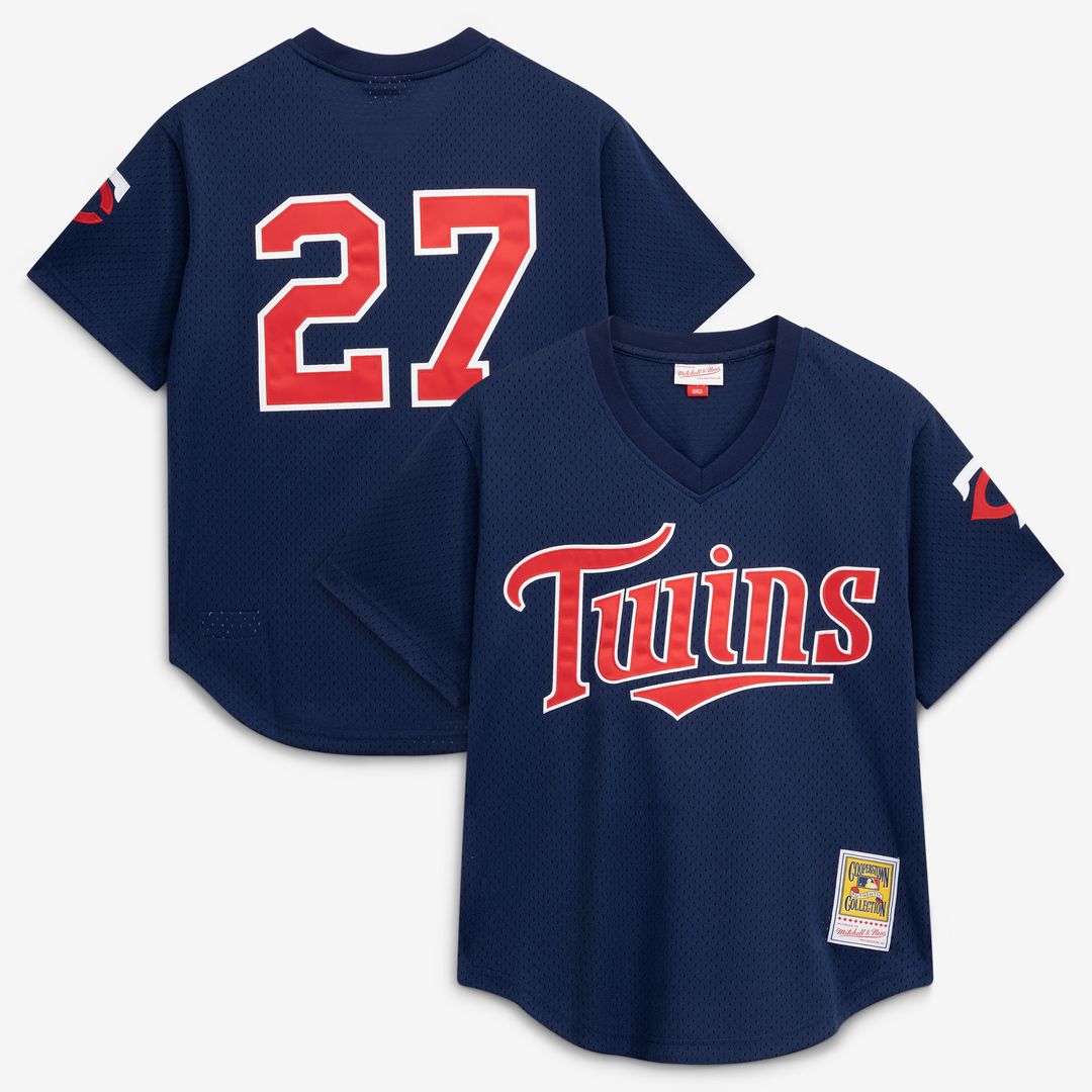 Minnesota Twins David Ortiz Mitchell & Ness 2002 Cooperstown Mesh Batting Practice Jersey - Navy