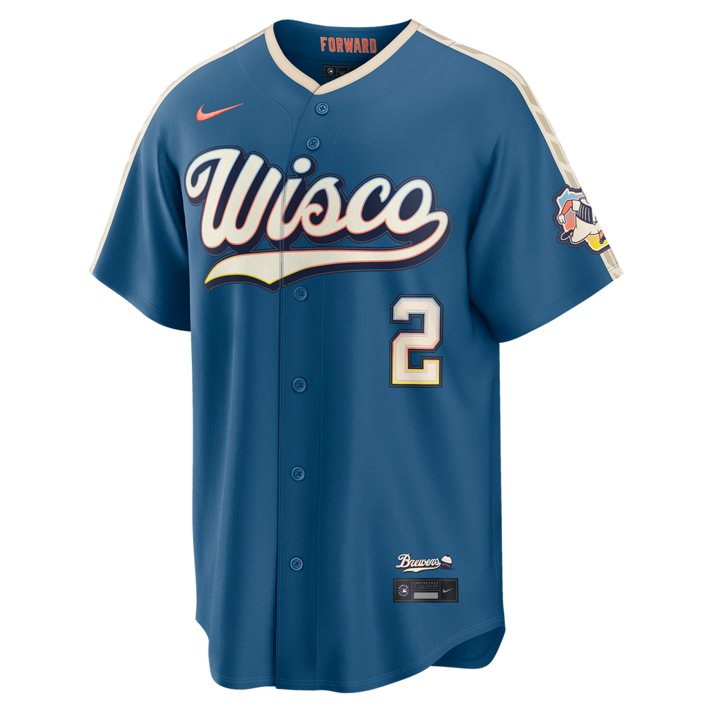 Milwaukee Brewers Brice Turang Nike 2026 City Connect Stadium Jersey - Mineral Blue