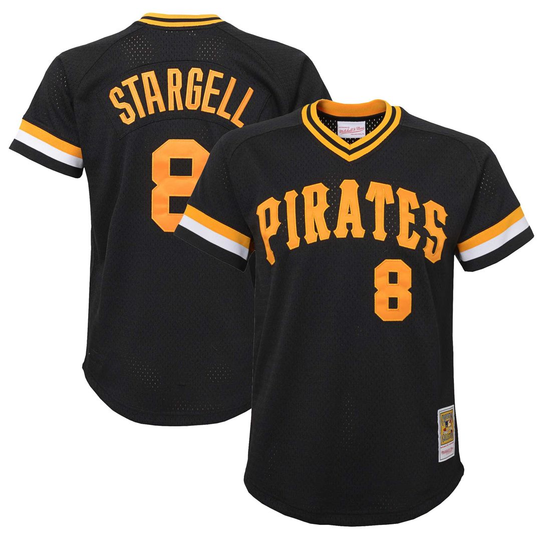 Pittsburgh Pirates Willie Stargell Mitchell & Ness Youth Cooperstown Mesh Batting Practice Jersey - Black