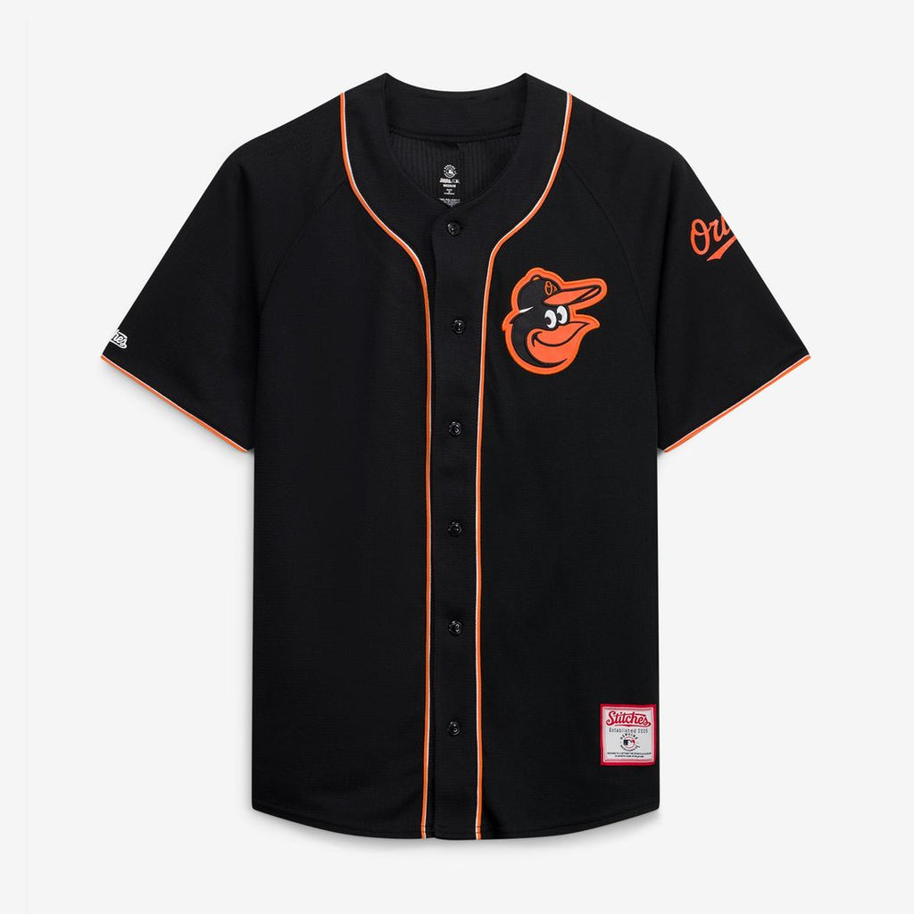 Baltimore Orioles Stitches Team Color Full - Button Fashion Jersey - Black