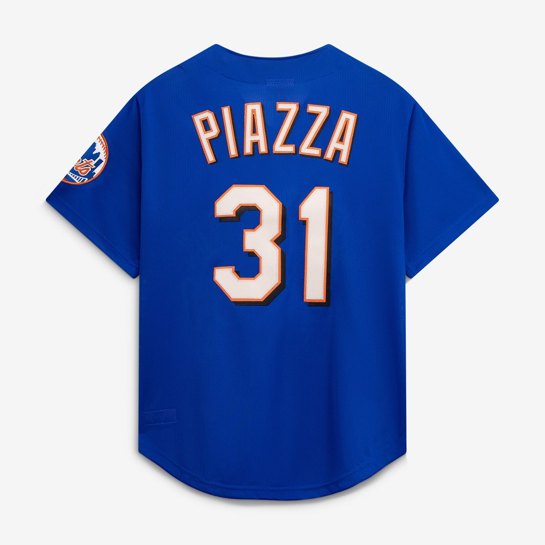 New York Mets Mike Piazza Mitchell & Ness Cooperstown Mesh Batting Practice Button - Up Jersey - Royal
