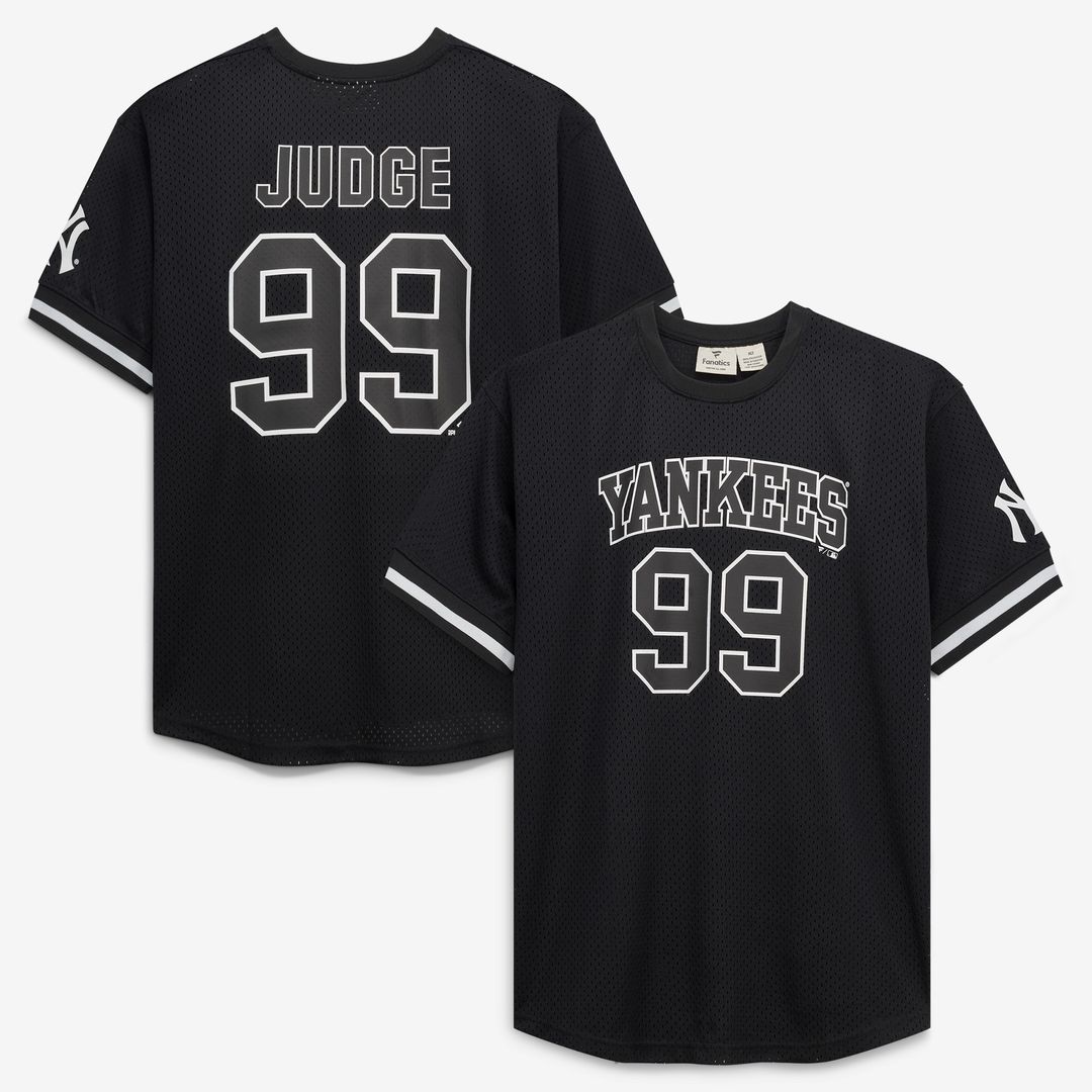 New York Yankees Aaron Judge Fanatics Big & Tall Heavyweight Mesh Jersey - Black/White