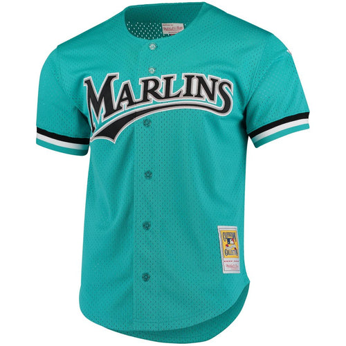 Andre Dawson Florida Marlins Mitchell & Ness Cooperstown Mesh Batting Practice Button - Up Jersey - Teal