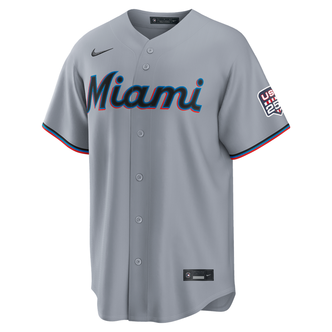 Miami Marlins Kyle Stowers Nike USA 250 Fourth of July Road Stadium Jersey - Gray