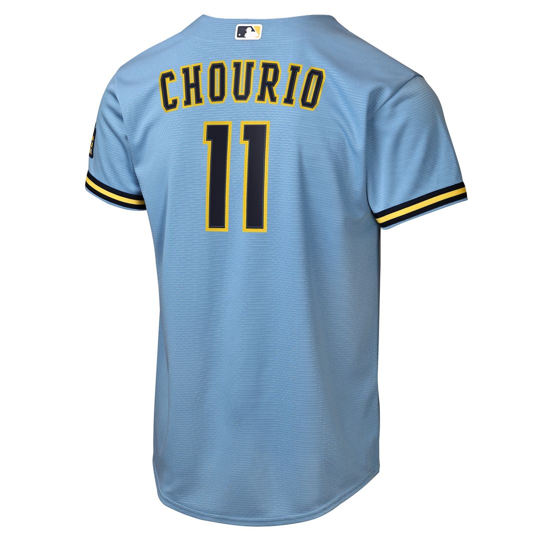 Milwaukee Brewers Jackson Chourio Nike Youth Road Stadium Jersey - Powder Blue