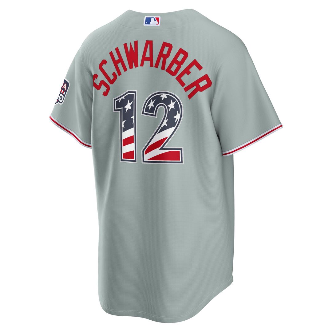 Philadelphia Phillies Kyle Schwarber Nike USA 250 Fourth of July Road Stadium Jersey - Gray