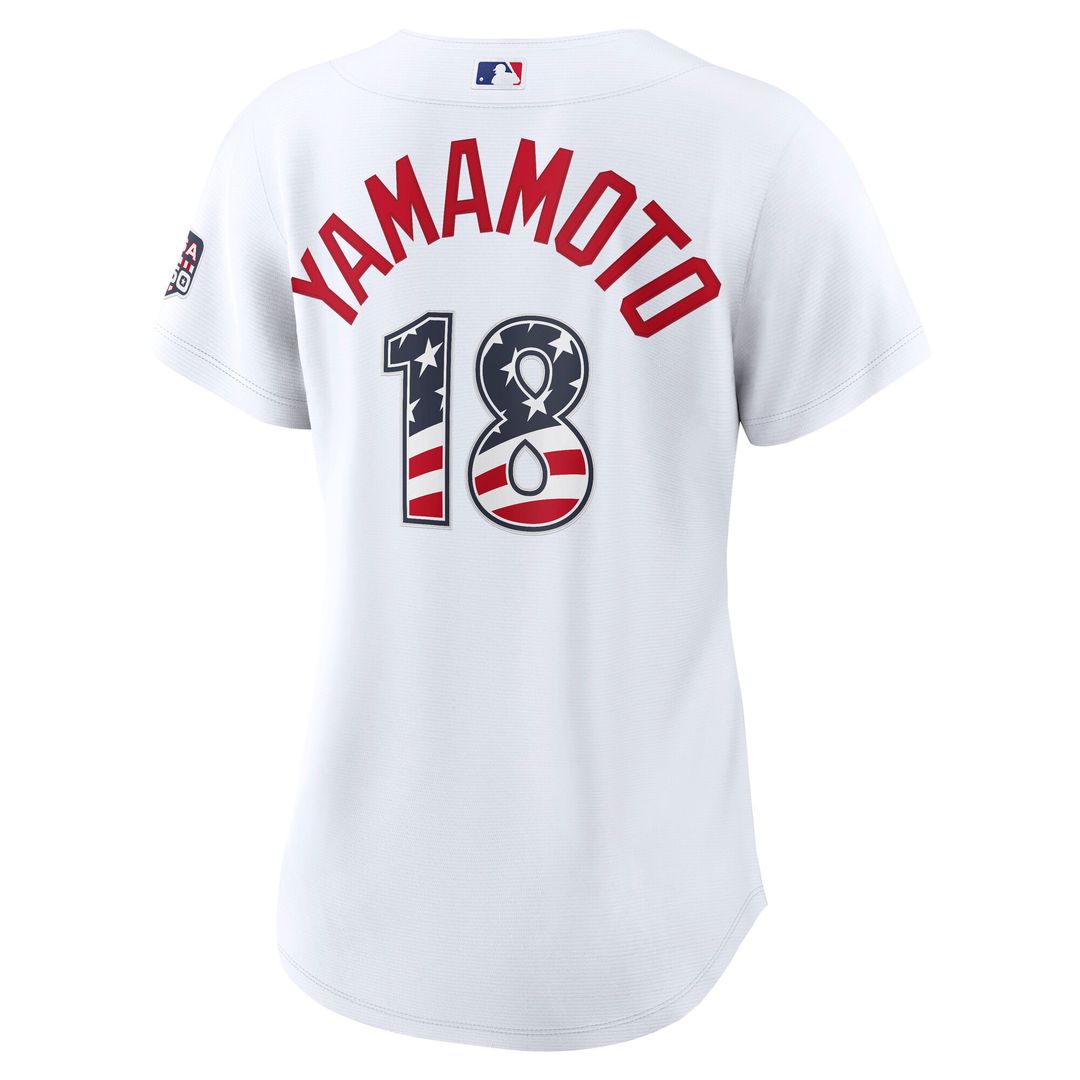 Los Angeles Dodgers Yoshinobu Yamamoto Nike Women's USA 250 Fourth of July Home Stadium Jersey - White