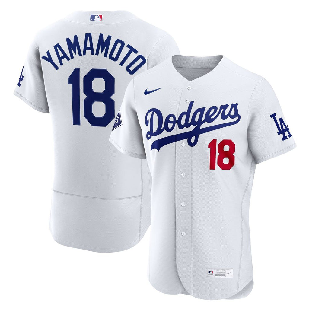 Los Angeles Dodgers Yoshinobu Yamamoto Nike Home Authentic Sponsor Patch Jersey - White