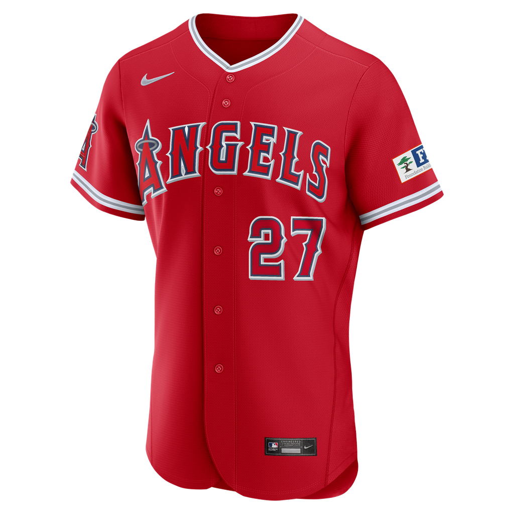 Los Angeles Angels Mike Trout Nike Alternate Authentic Sponsor Patch Jersey - Red