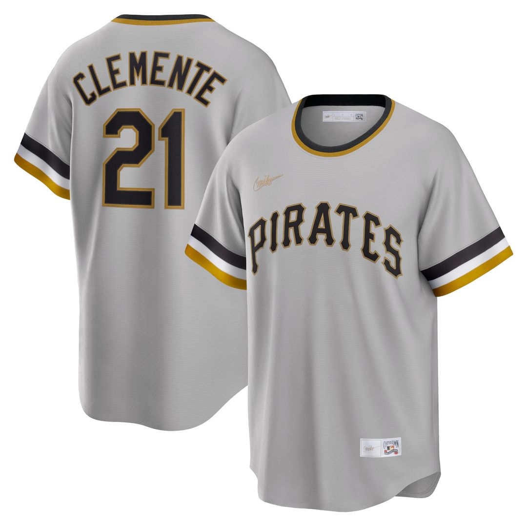 Pittsburgh Pirates Roberto Clemente Nike Road Cooperstown Player Jersey - Gray