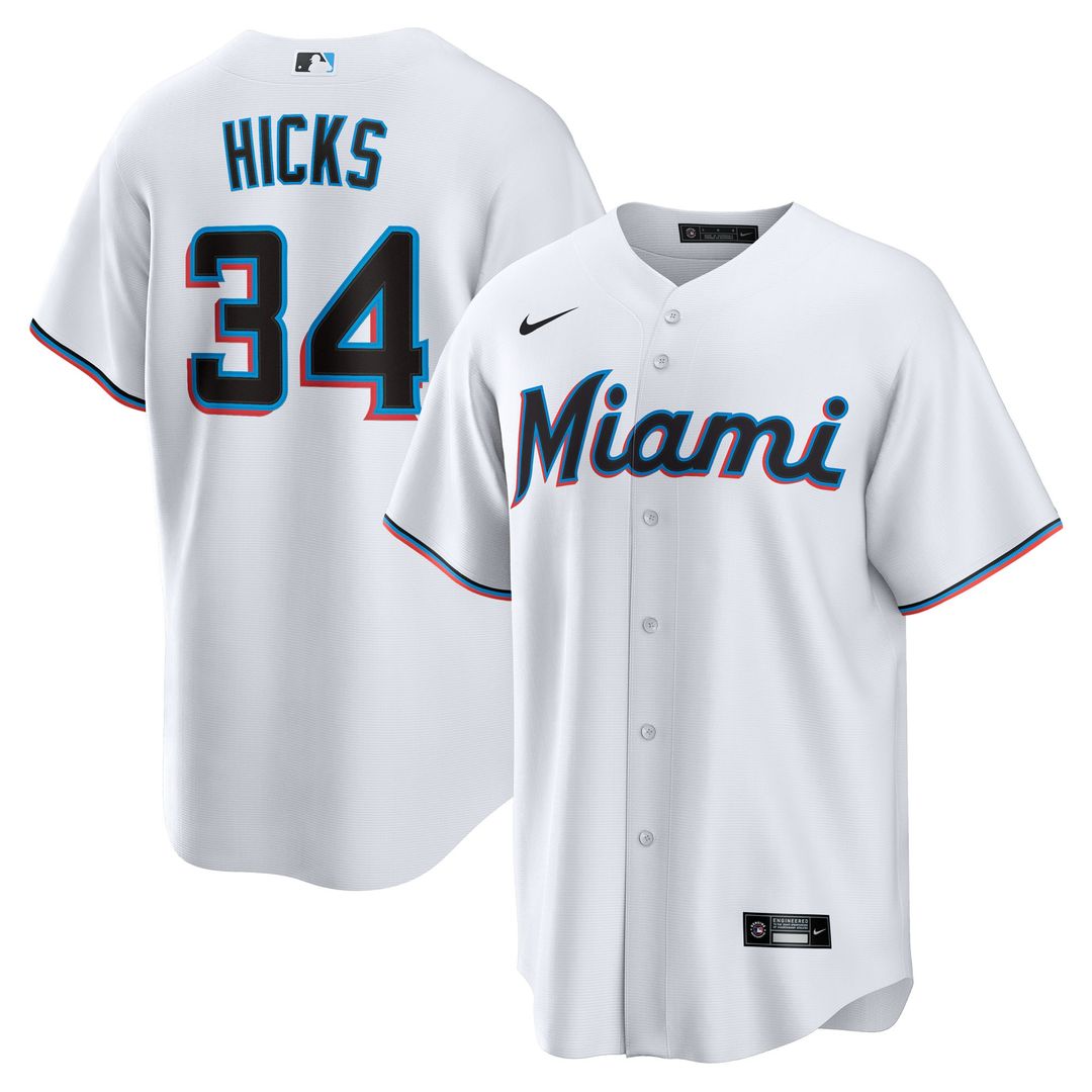 Miami Marlins Liam Hicks Nike Home Replica Jersey - White