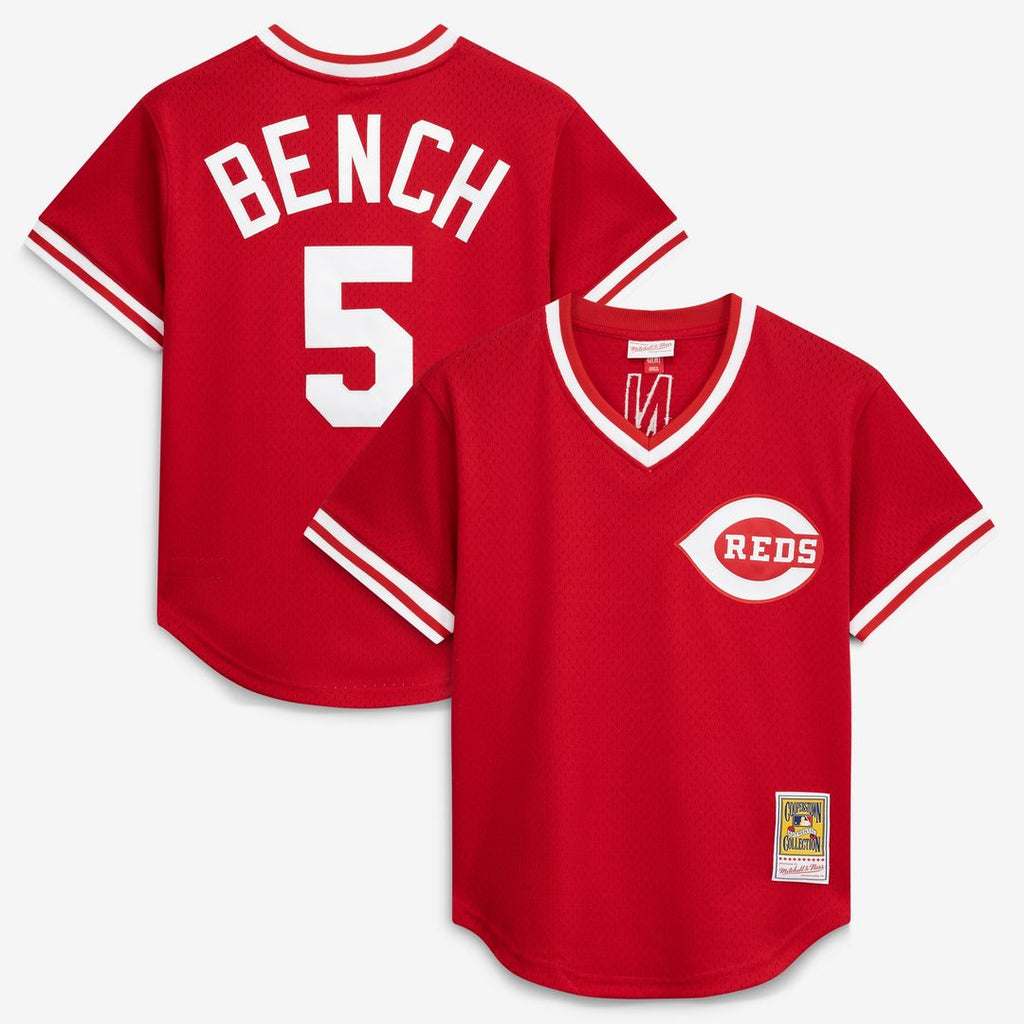 Cincinnati Reds Johnny Bench Mitchell & Ness Authentic Batting Practice Jersey - Scarlet