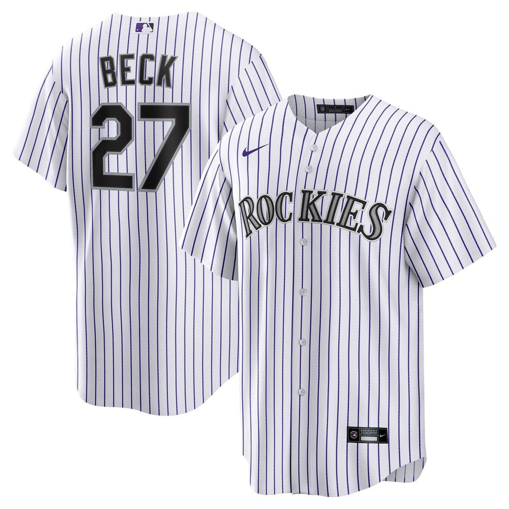 Colorado Rockies Jordan Beck Nike Home Replica Jersey - White