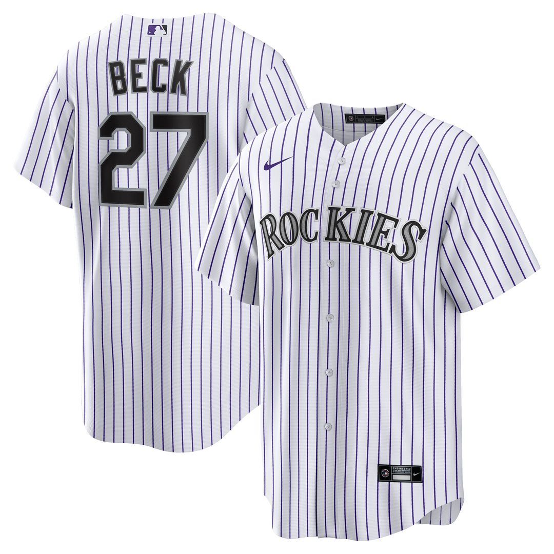 Colorado Rockies Jordan Beck Nike Home Replica Jersey - White