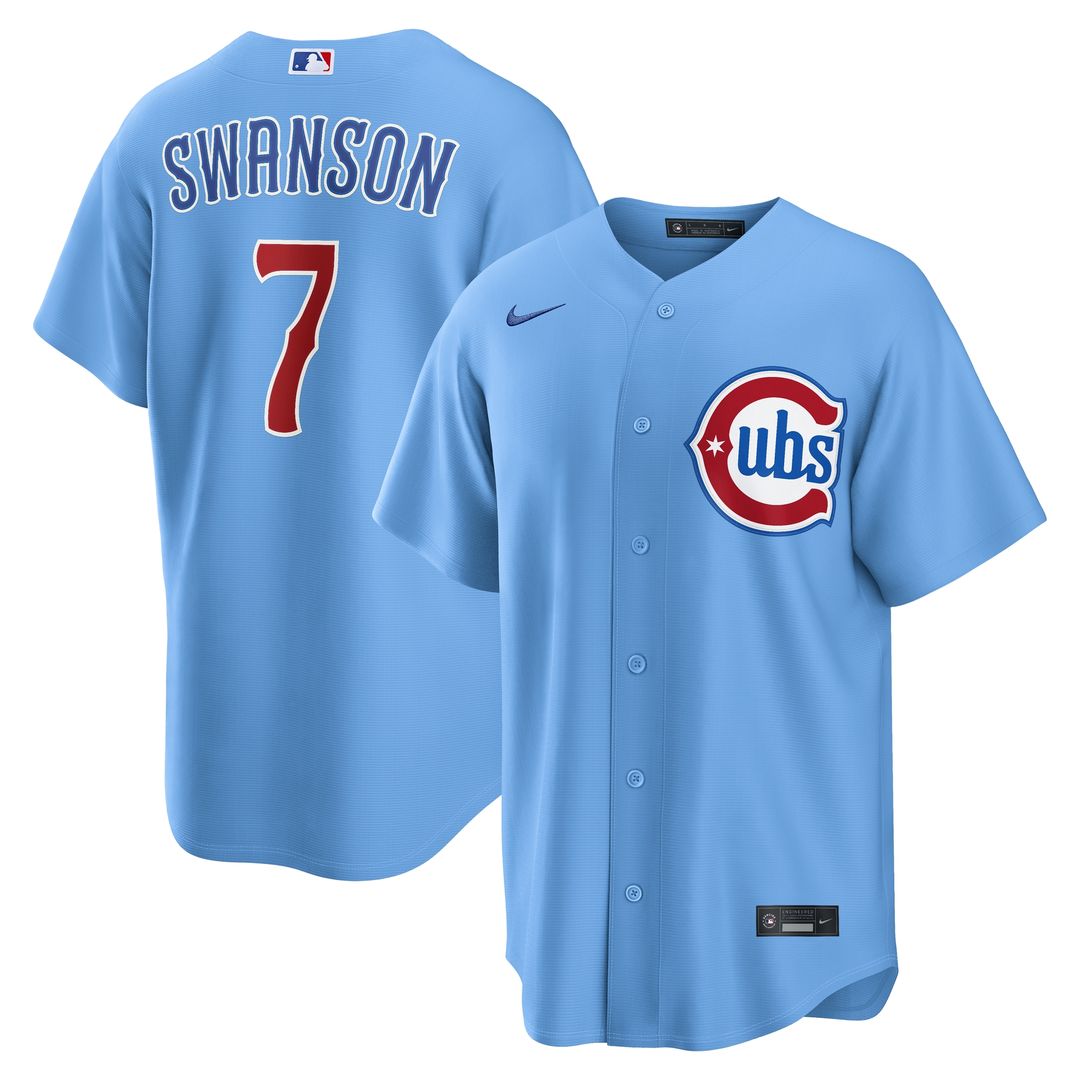 Chicago Cubs Dansby Swanson Nike Alternate Replica Jersey - Light Blue