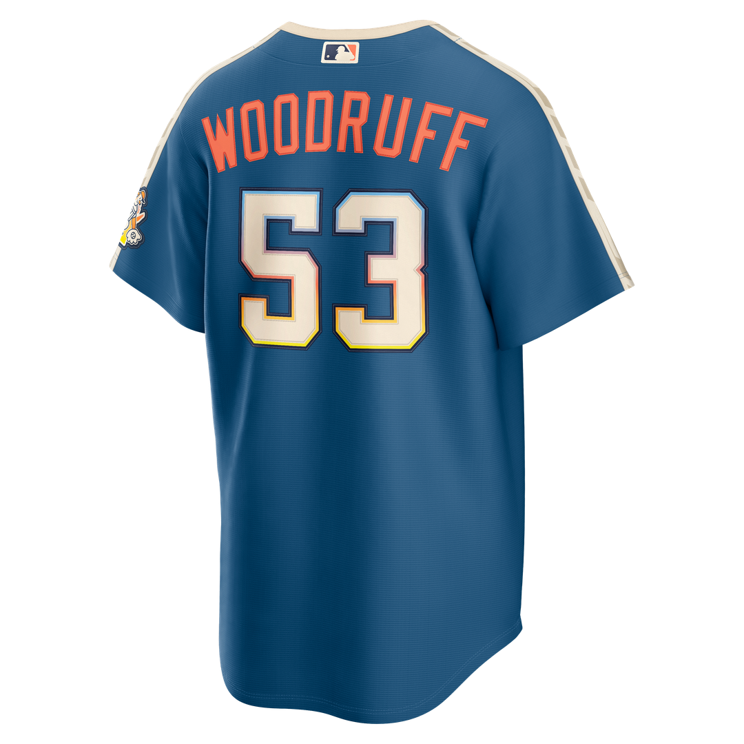 Milwaukee Brewers Brandon Woodruff Nike 2026 City Connect Stadium Jersey - Mineral Blue