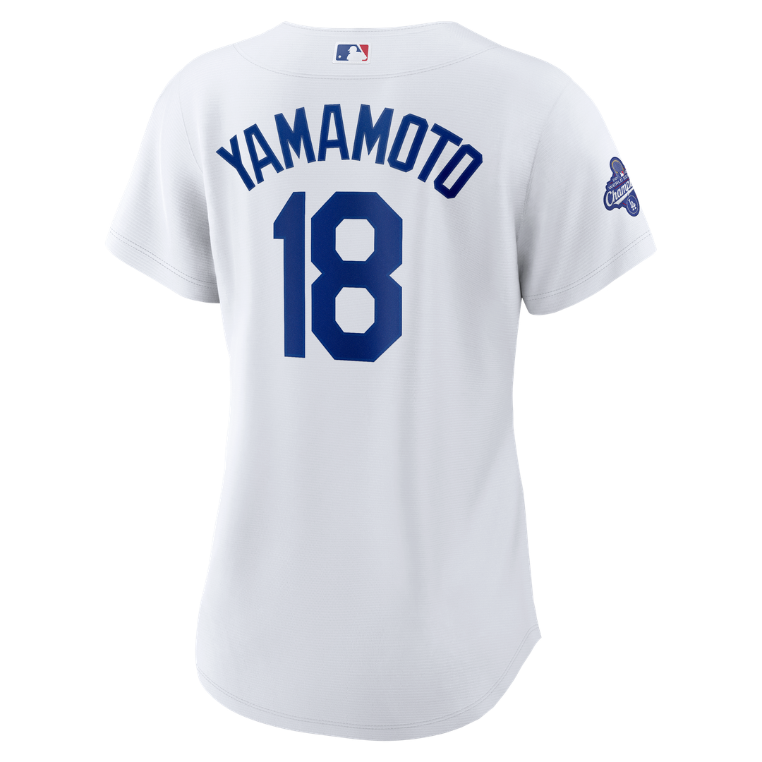 Los Angeles Dodgers Yoshinobu Yamamoto Nike Women's 2025 World Series Champions Home Replica Jersey - White