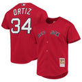Boston Red Sox David Ortiz Mitchell & Ness Cooperstown Mesh Batting Practice Button - Up Jersey - Red