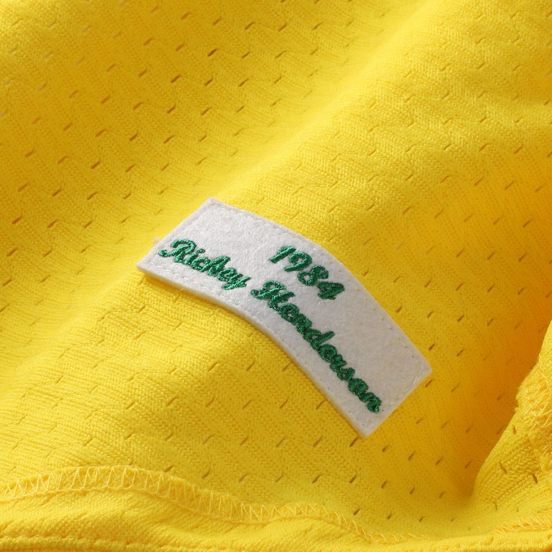 Athletics Rickey Henderson Mitchell & Ness Authentic Batting Practice Jersey - Yellow