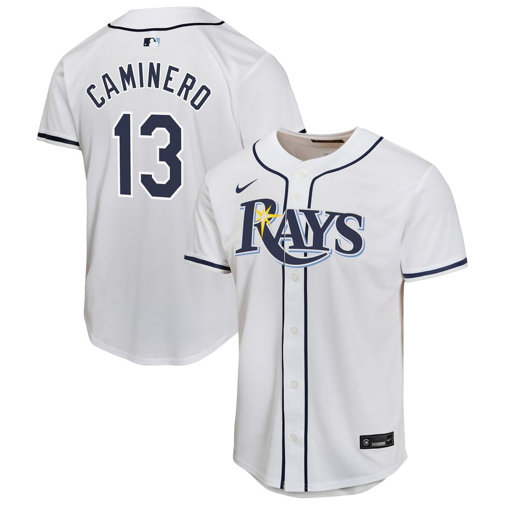 Tampa Bay Rays Junior Caminero Nike Youth Home Player Game Jersey - White