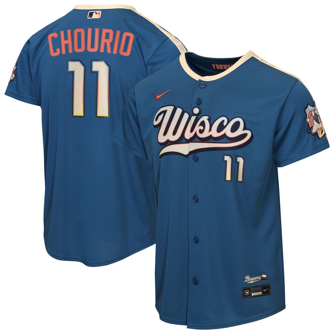 Milwaukee Brewers Jackson Chourio Nike Youth 2026 City Connect Stadium Jersey - Mineral Blue