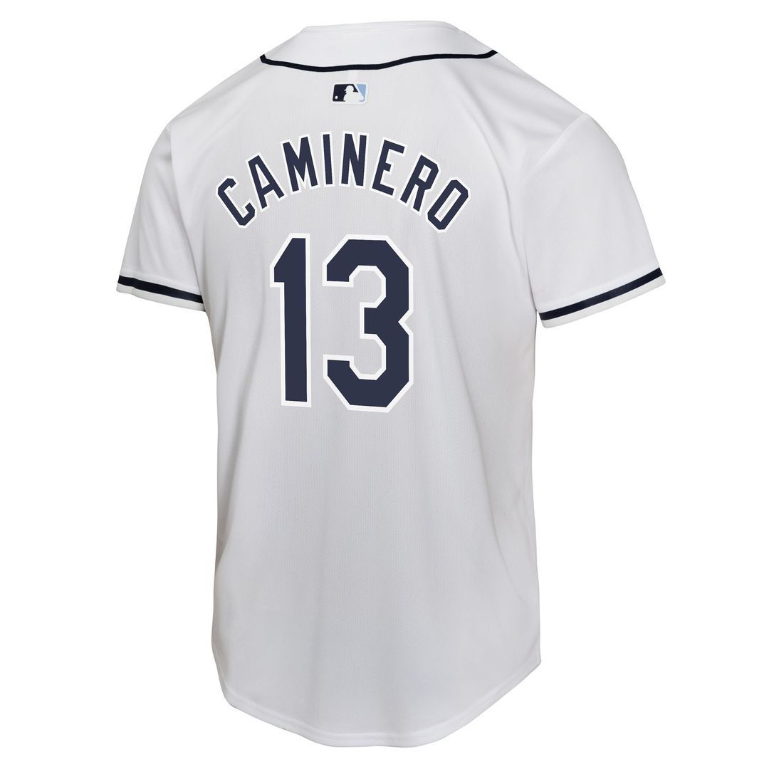 Tampa Bay Rays Junior Caminero Nike Youth Home Player Game Jersey - White