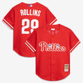 Philadelphia Phillies Jimmy Rollins Mitchell & Ness Cooperstown Mesh Batting Practice Button - Up Jersey - Red