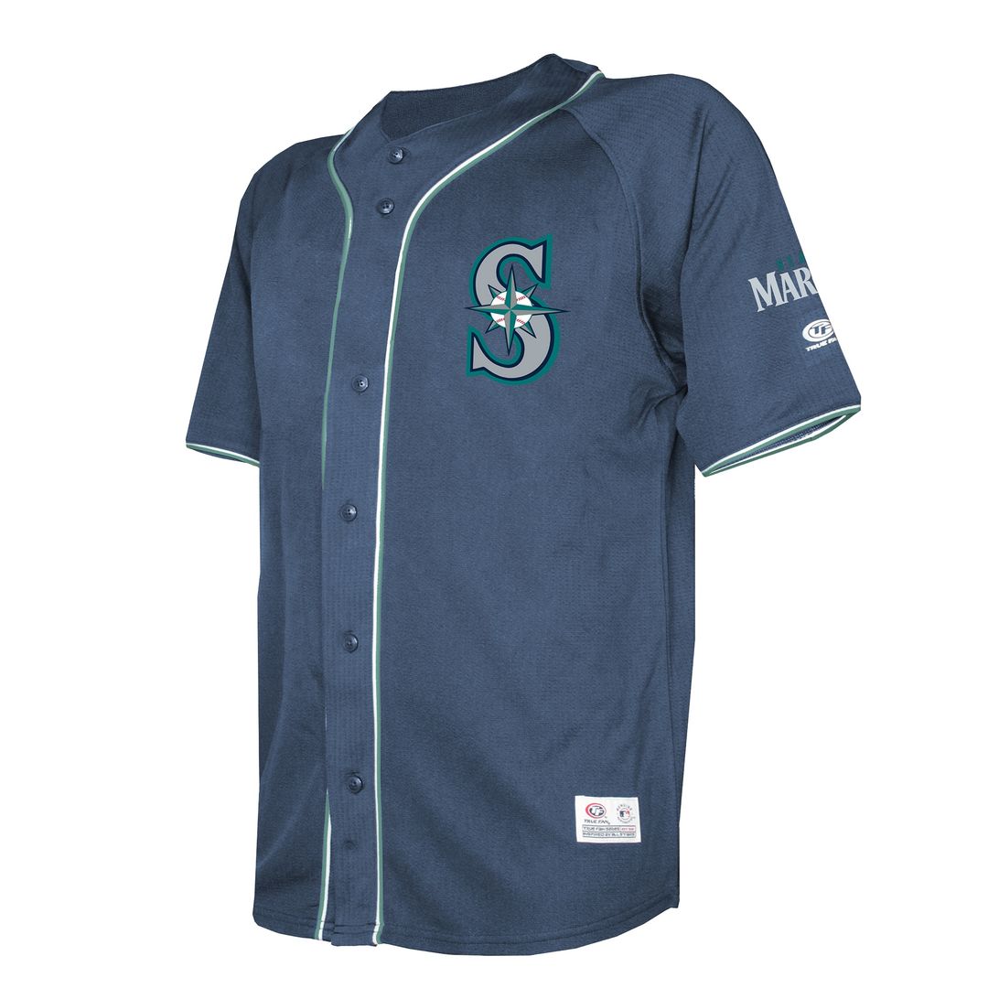 Seattle Mariners Stitches Team Color Full - Button Fashion Jersey - Navy