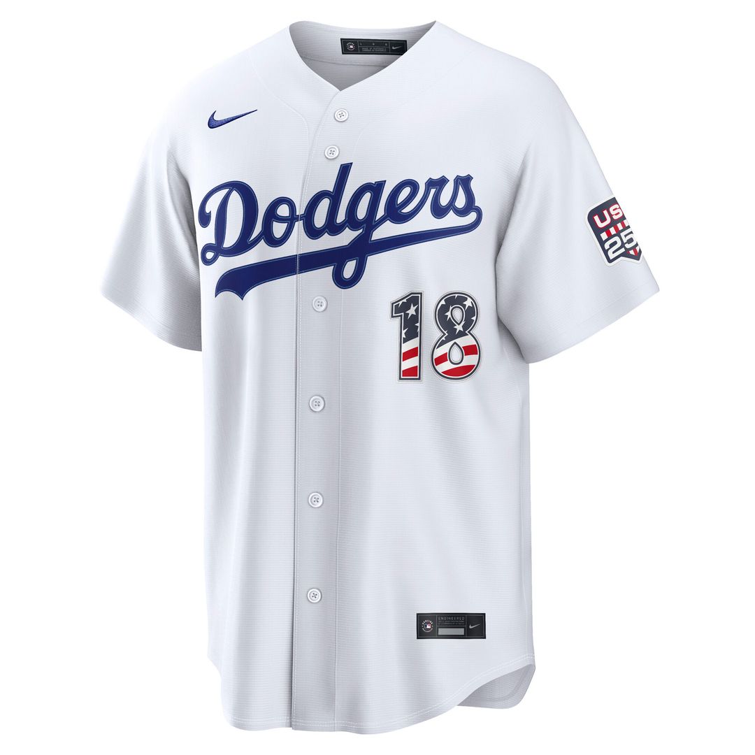 Los Angeles Dodgers Yoshinobu Yamamoto Nike USA 250 Fourth of July Home Stadium Jersey - White