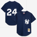 New York Yankees Rickey Henderson Mitchell & Ness Cooperstown Mesh Batting Practice Button - Up Jersey - Navy