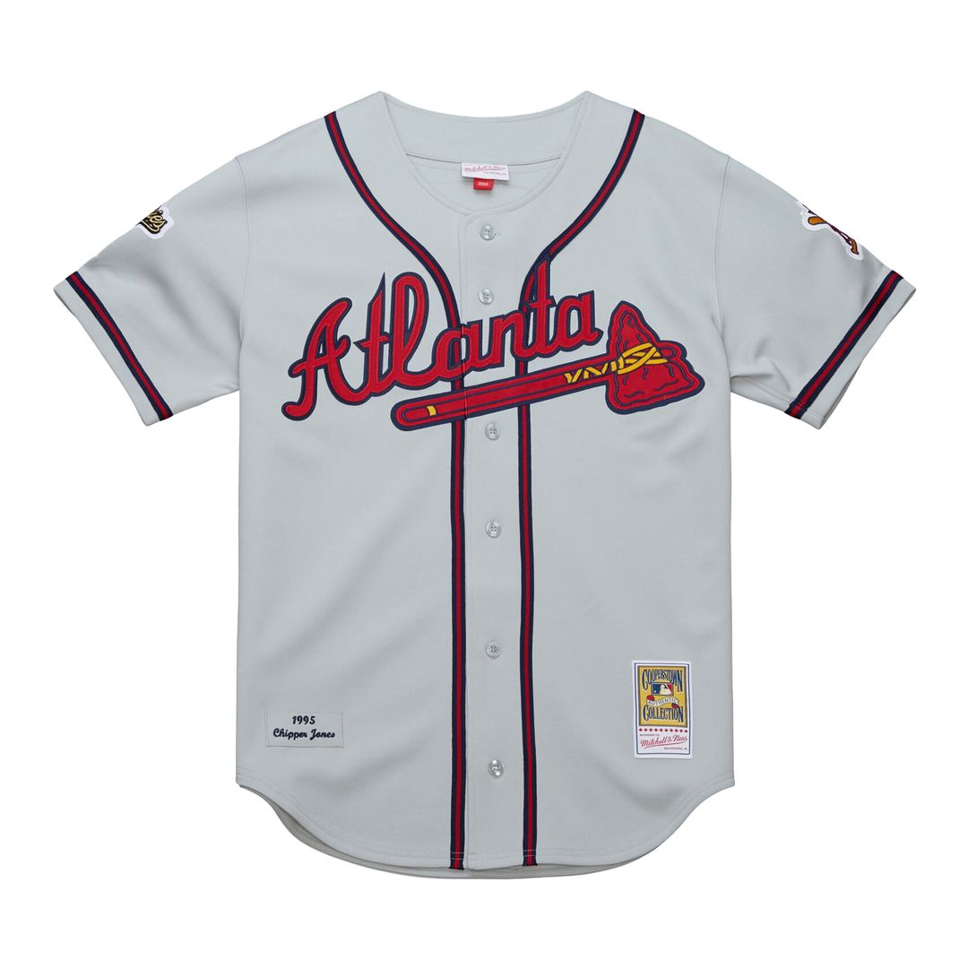 Atlanta Braves Chipper Jones Mitchell & Ness 1995 Throwback Authentic Jersey - Gray