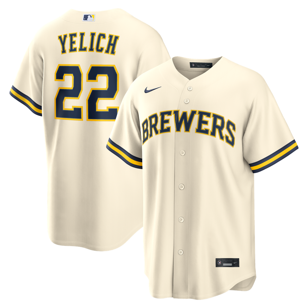 Milwaukee Brewers Christian Yelich Nike Home Replica Jersey - Cream
