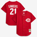 Cincinnati Reds Deion Sanders Mitchell & Ness Cooperstown Mesh Batting Practice Button - Up Jersey - Red