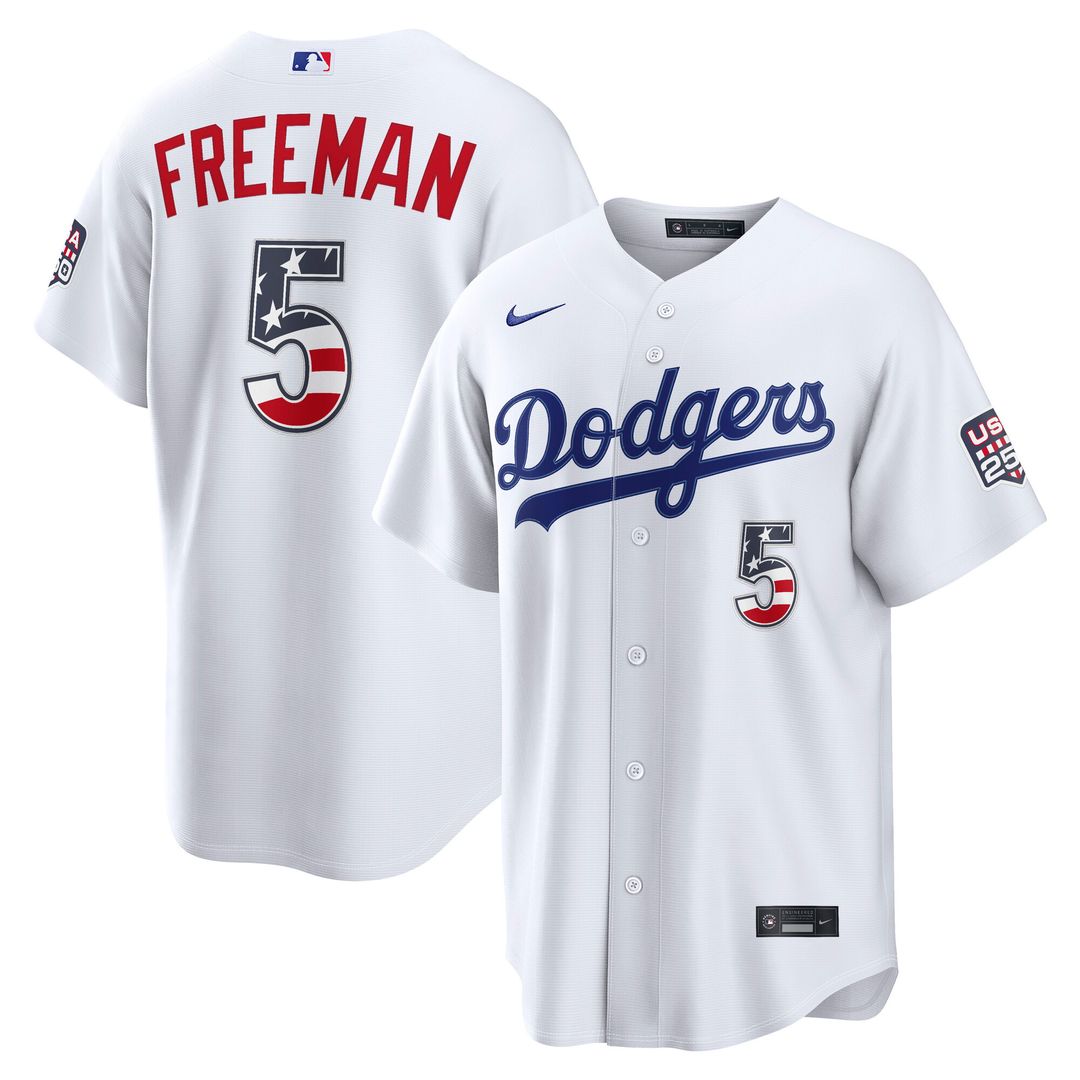 Los Angeles Dodgers Freddie Freeman Nike USA 250 Fourth of July Home Stadium Jersey - White