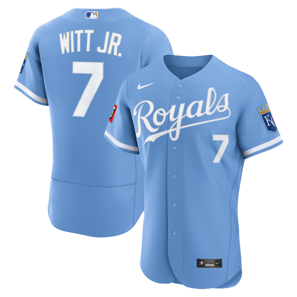 Kansas City Royals Bobby Witt Jr. Nike Alternate Authentic Sponsor Patch Jersey - Light Blue