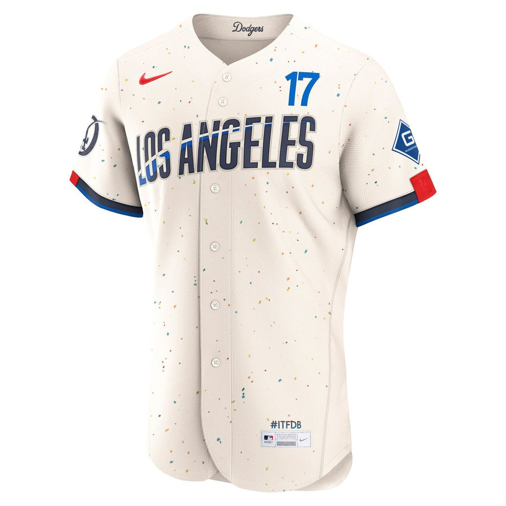 Los Angeles Dodgers Shohei Ohtani Nike City Connect Authentic Sponsor Patch Jersey - Cream
