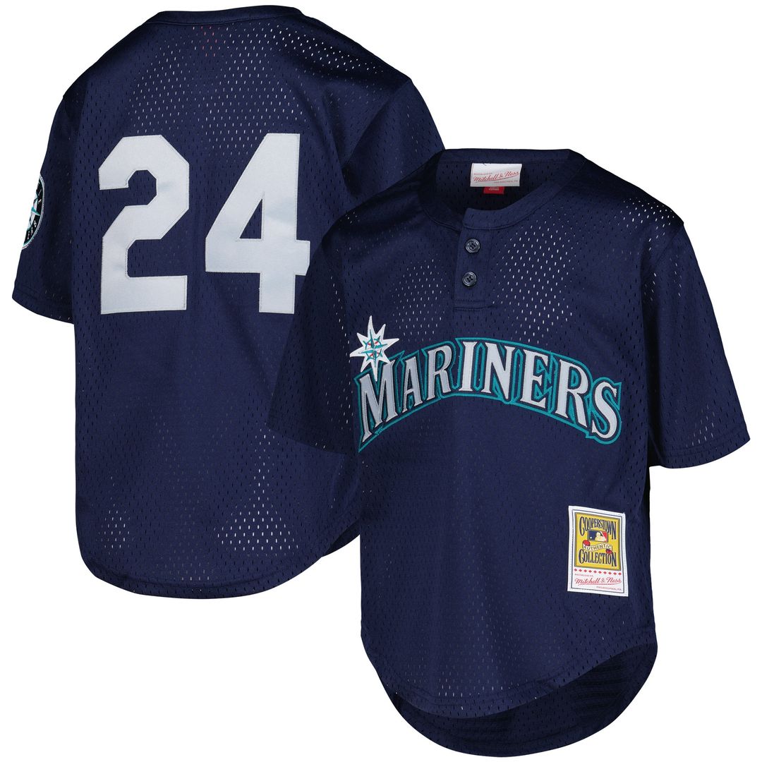 Seattle Mariners Ken Griffey Jr. Mitchell & Ness Youth Cooperstown Mesh Batting Practice Jersey - Navy