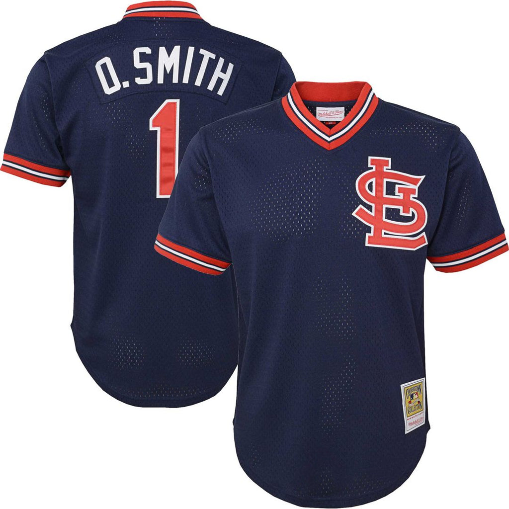 St. Louis Cardinals Ozzie Smith Mitchell & Ness Youth Cooperstown Mesh Batting Practice Jersey - Navy
