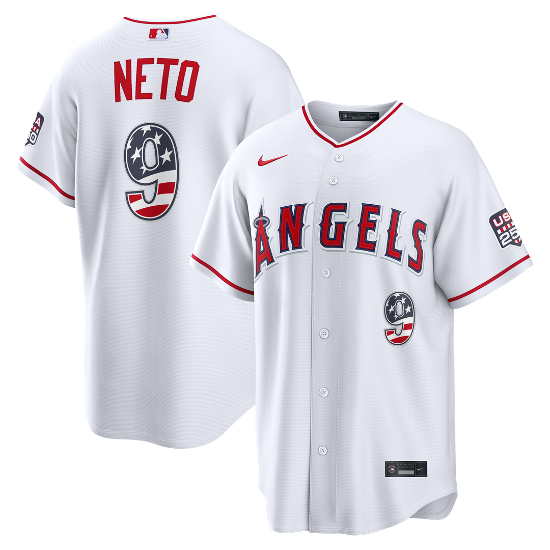 Los Angeles Angels Zach Neto Nike USA 250 Fourth of July Stadium Jersey - White