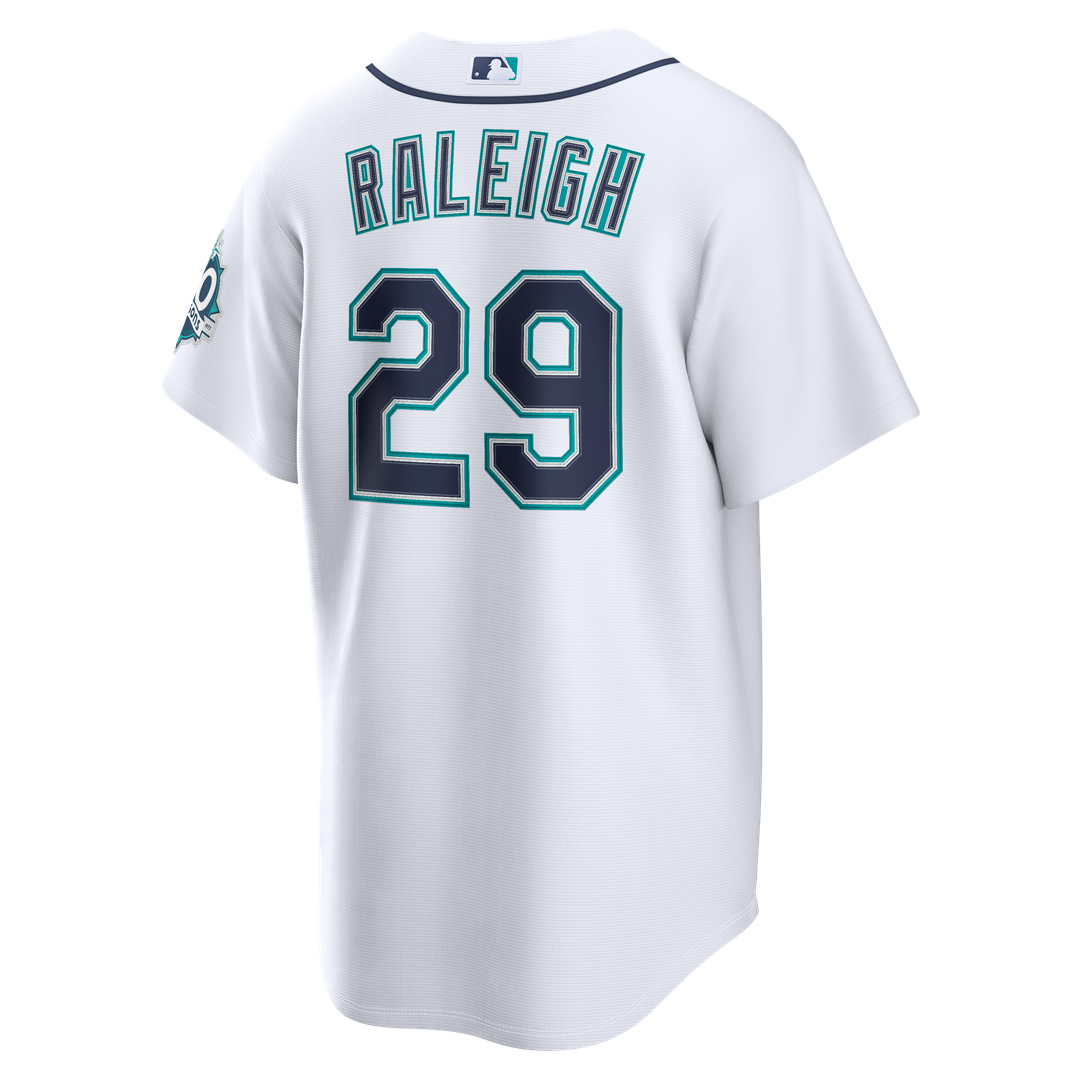 Seattle Mariners Cal Raleigh Nike Road Stadium 50th Season Patch Jersey - Navy