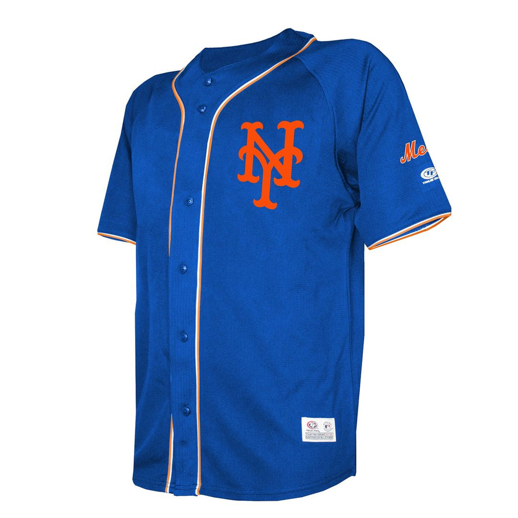 New York Mets Stitches Team Color Full - Button Fashion Jersey - Royal