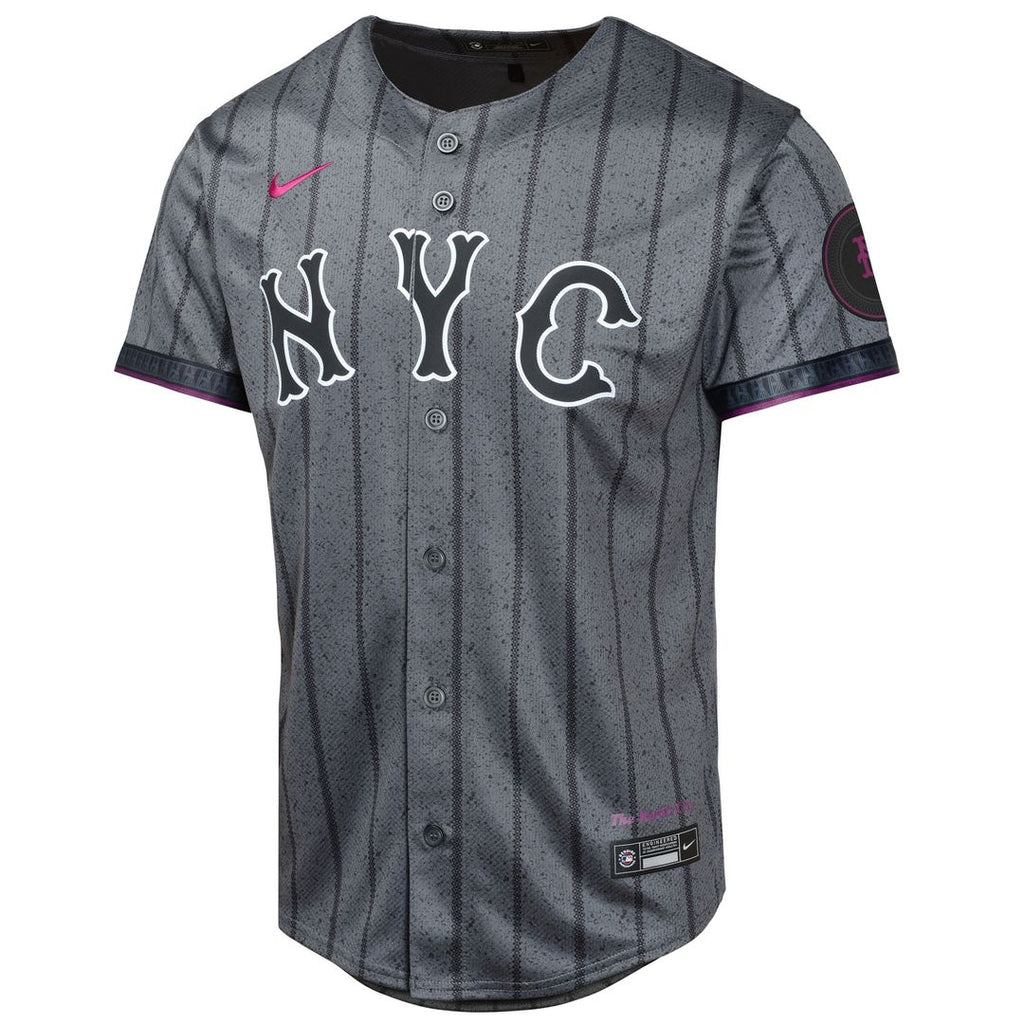 New York Mets Brandon Nimmo Nike Youth 2024 City Connect Limited Player Jersey - Graphite