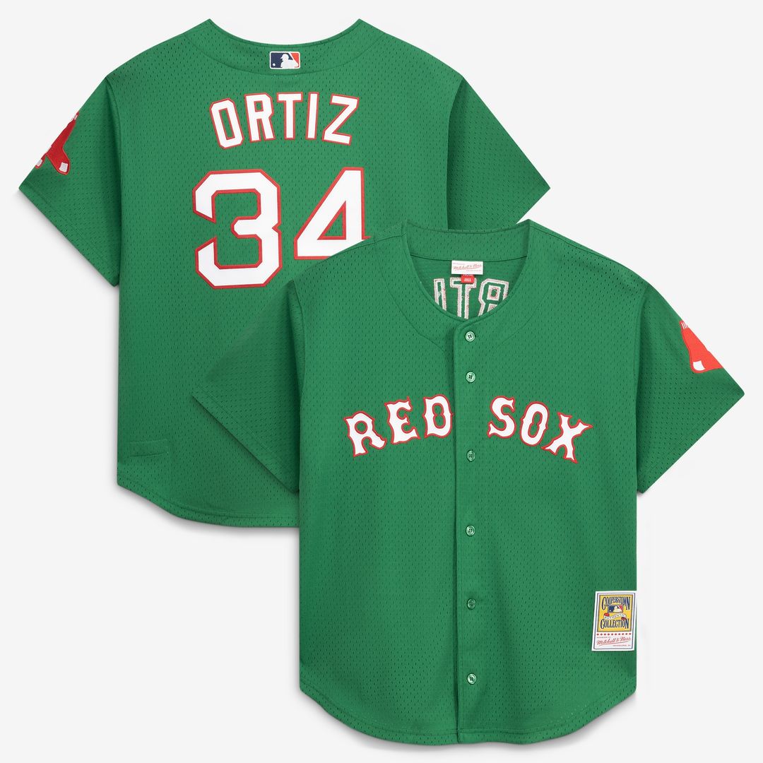 Boston Red Sox David Ortiz Mitchell & Ness Cooperstown Mesh Batting Practice Button - Up Jersey - Red